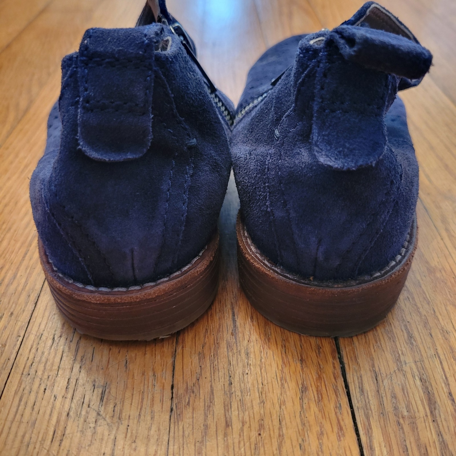 Hudson London 38 Perforated Suede Leather Ankle Boots Blue Zip 7 Booties Boho — image 2 of 7